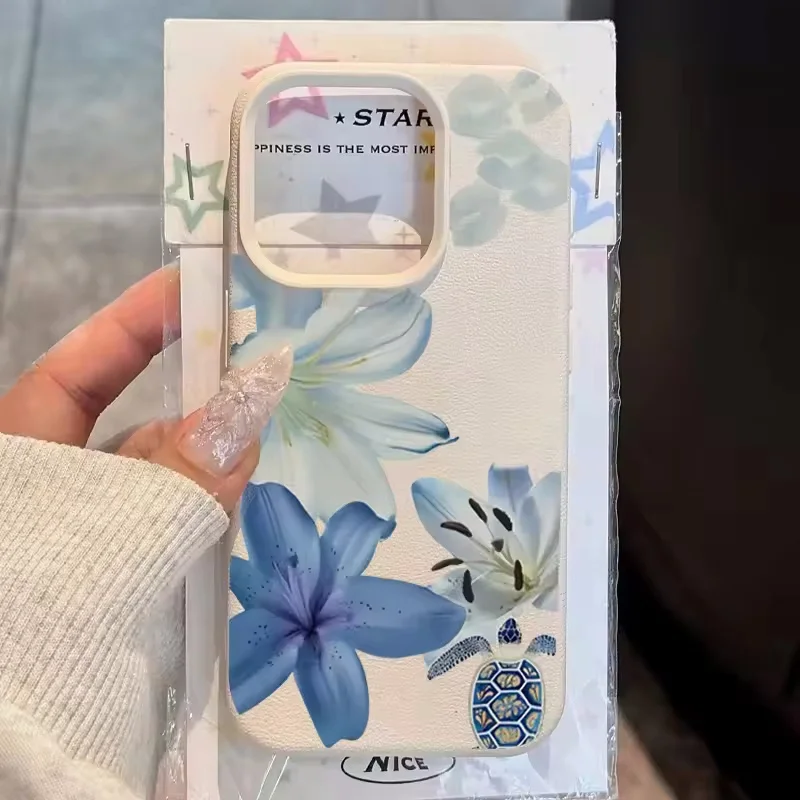 Fashion Lily Flower Art Design Lichee Phone Case For Samsung S25 S24 S23 Ultra A07 A15 A16 A17 A06 A26 A36 A56 A35 A55 A34 A54