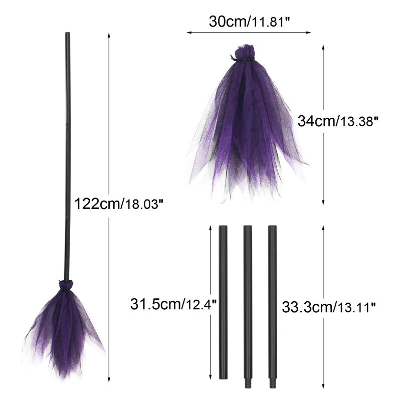 Boys Girls Halloween Witch Broom Masquerade Cosplay Costume Accessories Props for Kids