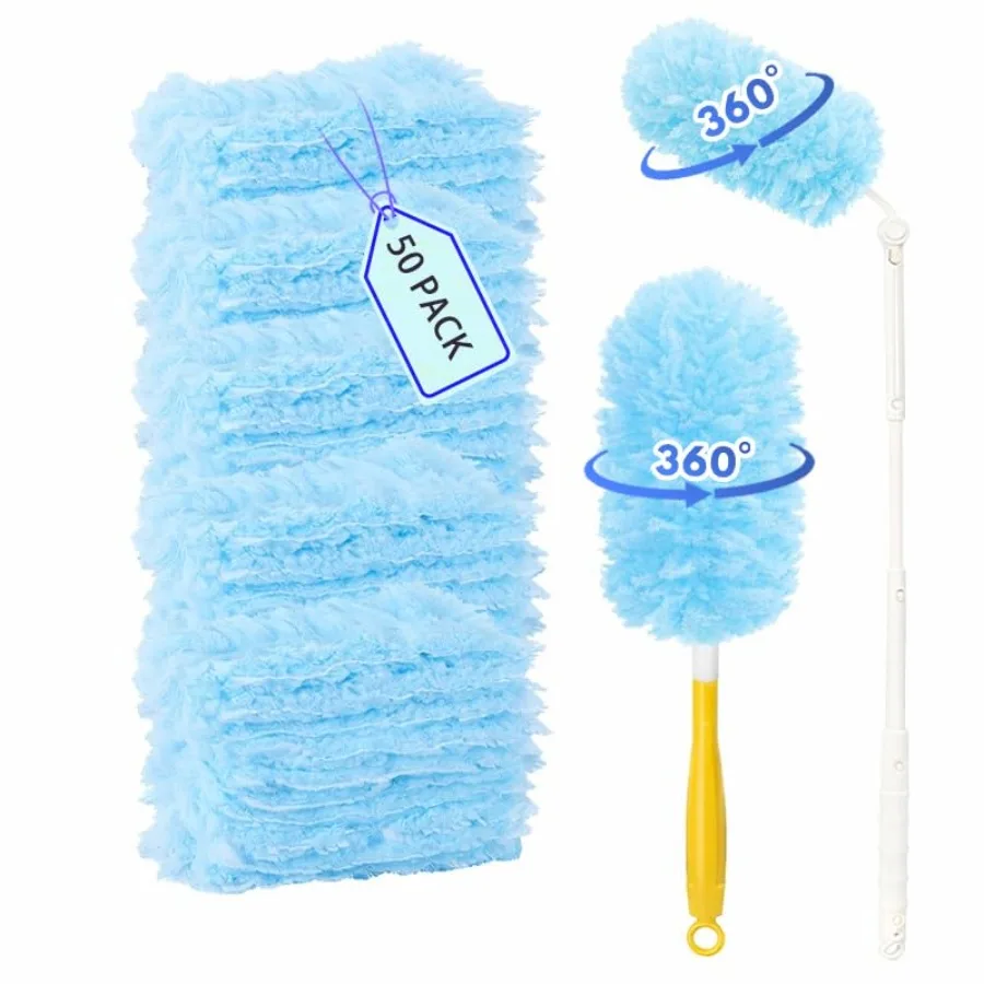 

50 сменных насадок для пылесоса 360 ° Сменные насадки для швабры Swiffer Duster Multisurface Heavy Duty, совместимые с швабрами Swiffer Duster для тяжелых условий эксплуатации.
