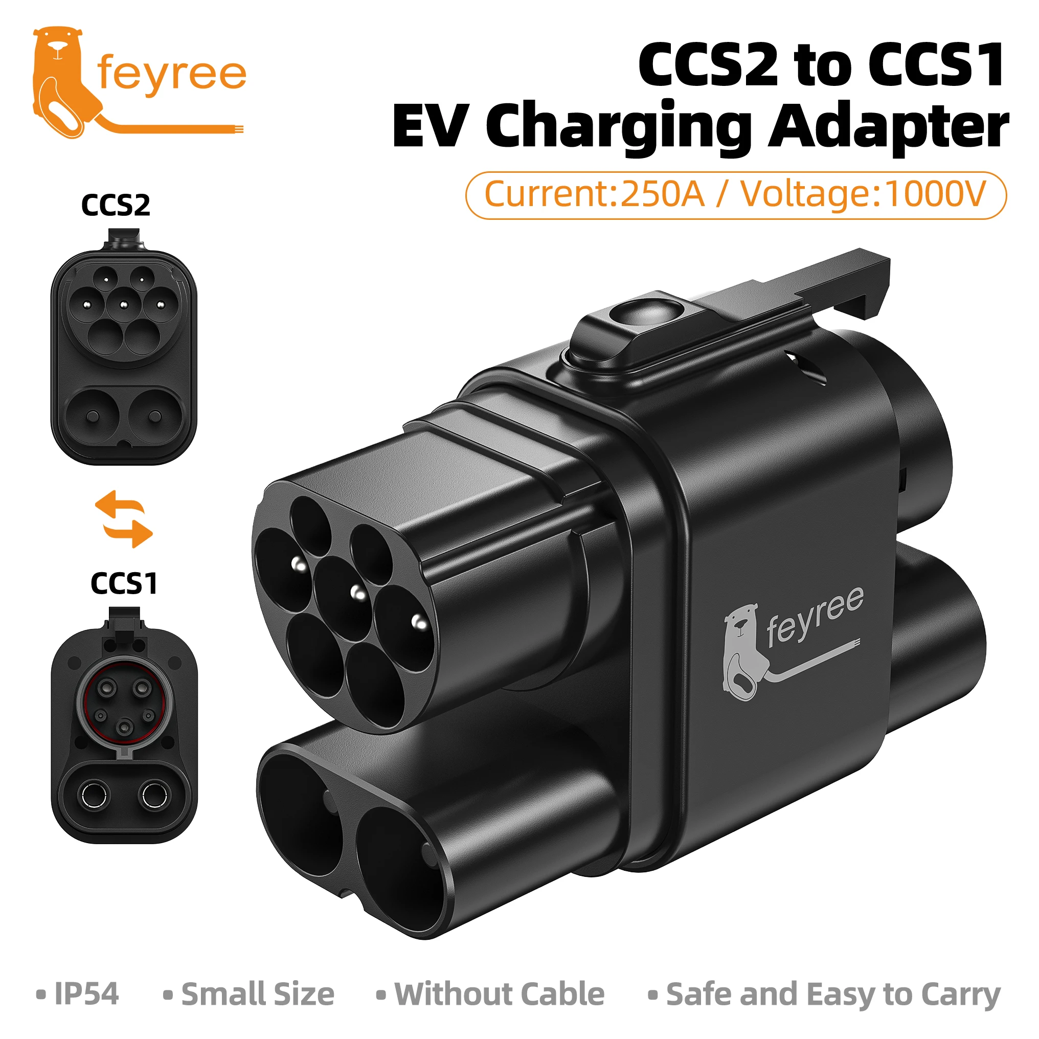 Feyree CCS2 auf CCS1 Adapter DC Schneller EV-Ladeadapter von CCS2 auf CCS1 EV-Ladegerät CCS2 auf CCS1 für Elektrofahrzeug-Ladegerät