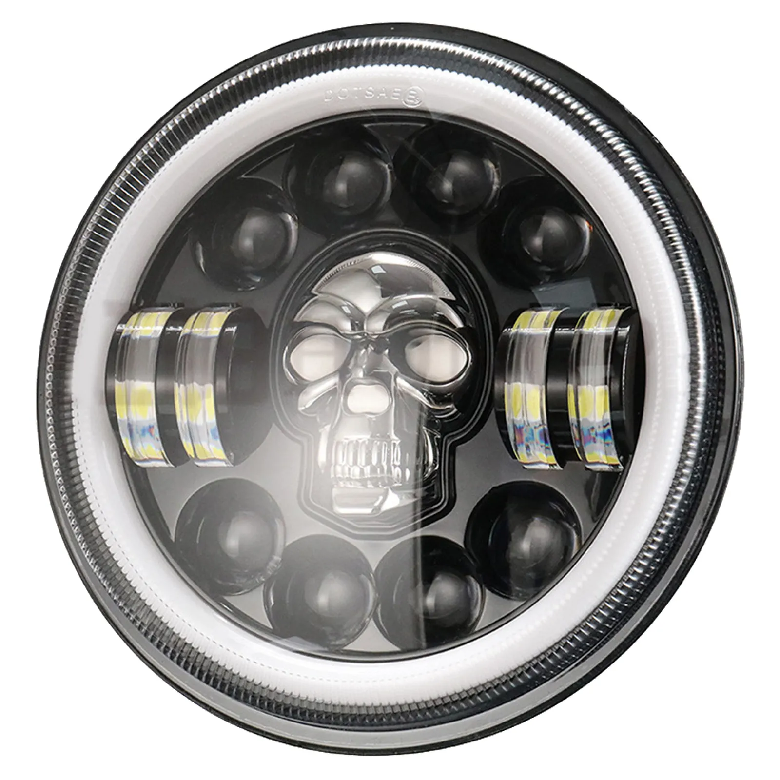 

60W LED Skull Motorcycle Headlight for Modified Off-Road Vehicles Aluminum ABS Material Weather Resistant Motorcycle Skull