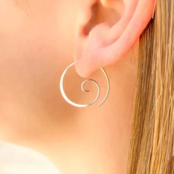 ISUEVA Gold Color Smooth Hoop Earrings for Women Classic Minimalism Rotate Piercing Earrings 2024 Fashion Jewelry Wholesale