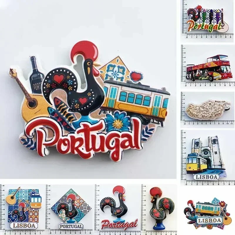 Portugal Fridge Magnets Tourist Souvenir Portuguese Cock Lisboa Tram Guitar Magnetic Refrigerator Sticker Collection Travel Gift