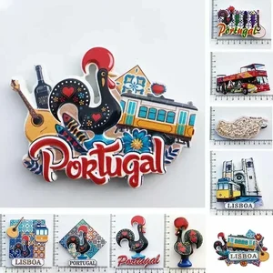Portugal-Portugal-Kühlschrankmagnete, Erinnerung, Portugal, Hahn, Portugal, Elektro, Gitarre, Magnet, Sammlung, Reisegeschenk 10 Hauptverkäufe Iman Aveiro Portugal - №3
