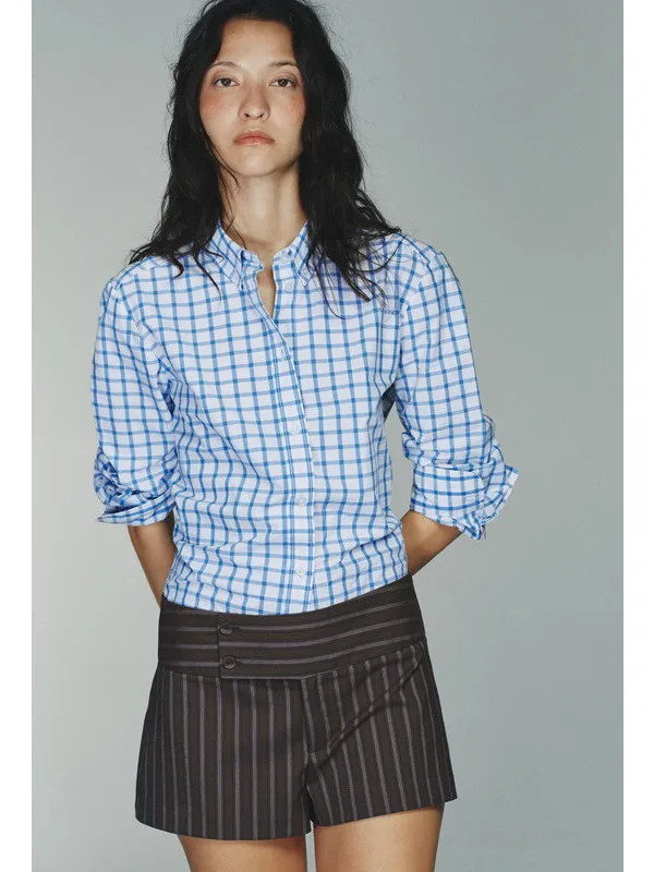 

Casual Cotton Plaid Long Sve irt Women's Loose Fit Top Spring Summer New Sle Comfortable Breathable Button up Cardigan