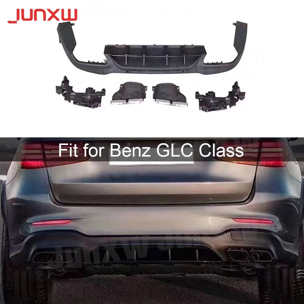 PP Rear Diffuser with Exhaust Tips for Mercedes Benz GLC X253 Sport GLC 300 GLC250 GLC43 SUV 2015-2019 Rear Lip Car Styling