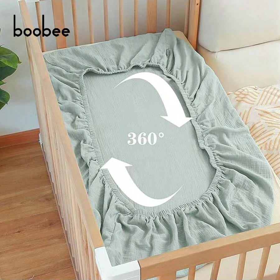 قطعة واحدة من ملاءة كريب الأطفال ذات الألوان الصلبة، غطاء مرتبة مهد - صديق للبشرة وناعم، غزل قطني مسامي لا يبدو خانقًا، مناسب لأنواع السرير المختلفة، ملاءة سرير مريحة - مصنوعة من مادة الموسلين. هدية مثالية للأطفال في عيد الميلاد والهالوين وعيد الشكر