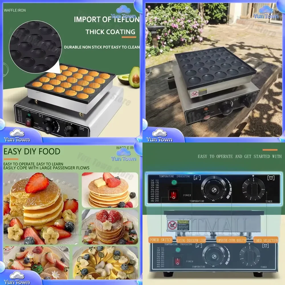 for Muffin Pancake Baker 110V 220V 900W Commercial Electric Nonstick Waffle Maker Machine