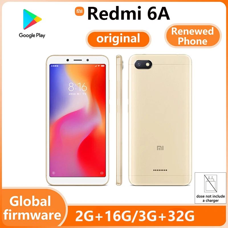 

Глобальная прошивка Xiaomi Redmi 6A Смартфон 5,45 дюйма 13MP MediaTek Helio A22 Распознавание лиц Celular Без зарядного устройства Б/у телефоны