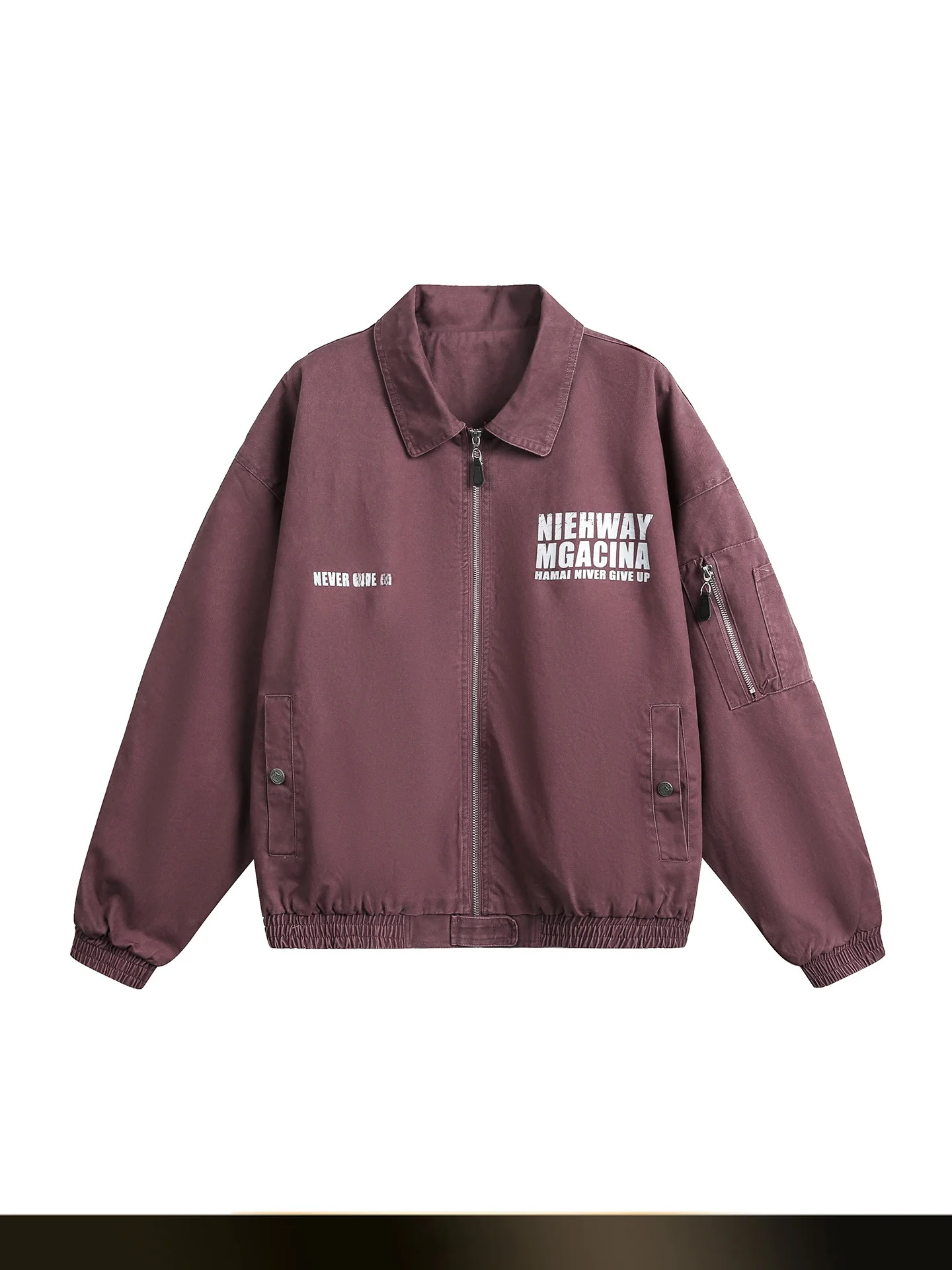 

Retro American Waed Letter Print Collar Jaet Men's Autumn High Street Couple's Punk Sle Cotton Long Sve Zipper Coat