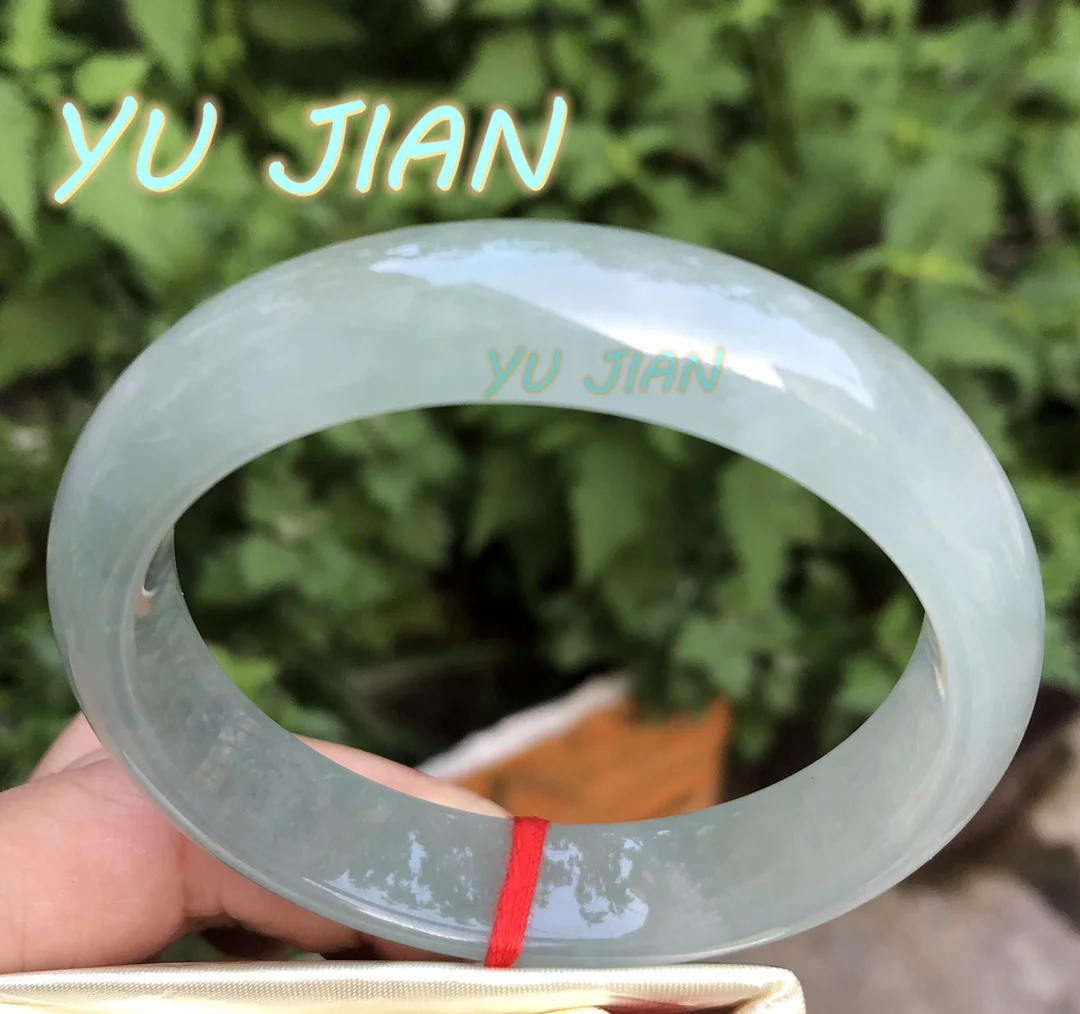 New Natural Ice Glutinous Flat Strip Jadeite Bangles Fashion Exquisite Elegant Quality Jade Bracelet Handring Fine Jewellry