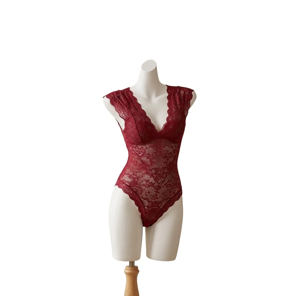 Bodysuit Women Lace Overalls Transparent Body  Mesh Bodysuit Lingerie Lace Hot Costume Women See-through Babydoll