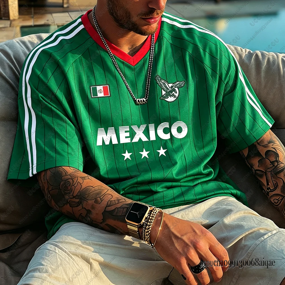Camisetas de fútbol New Mexico para hombre, estilo clásico, deportivo, informal, de manga corta, holgadas, uniformes de fútbol, ropa masculina de verano.