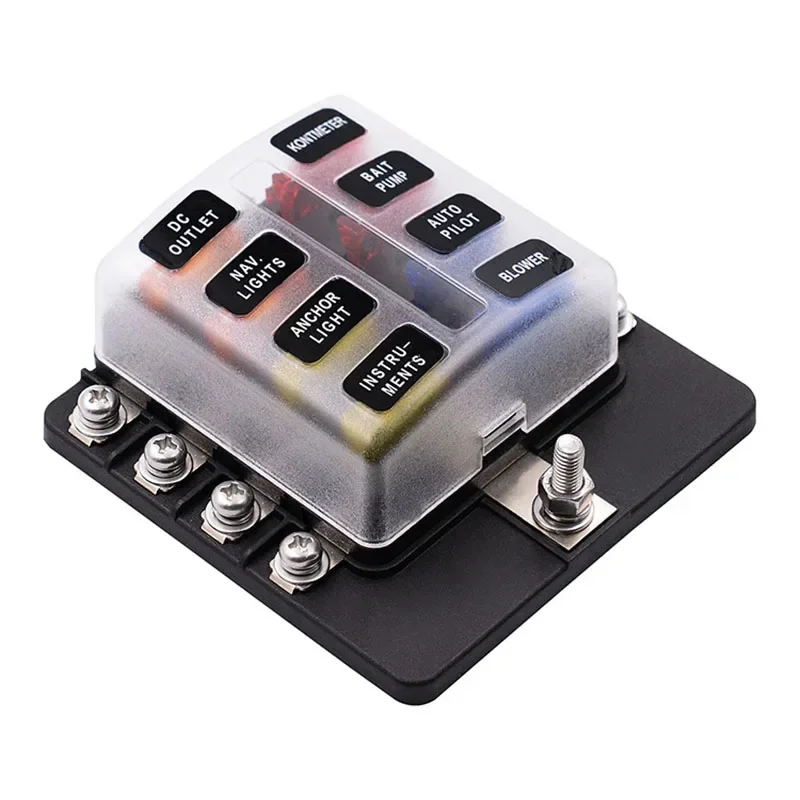 Universal Car 6 Way 8 Way Blade Fuse Terminal Block Auto Track Fuse Holder Box Wiring Power Connector Switch With Light 12V 24V