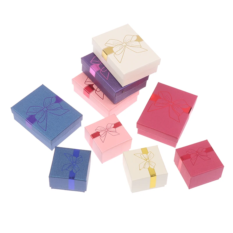 5Pcs Bow Decor Jewelry Box Ring Earring Necklace Organizer Wedding Gift Packaging Box