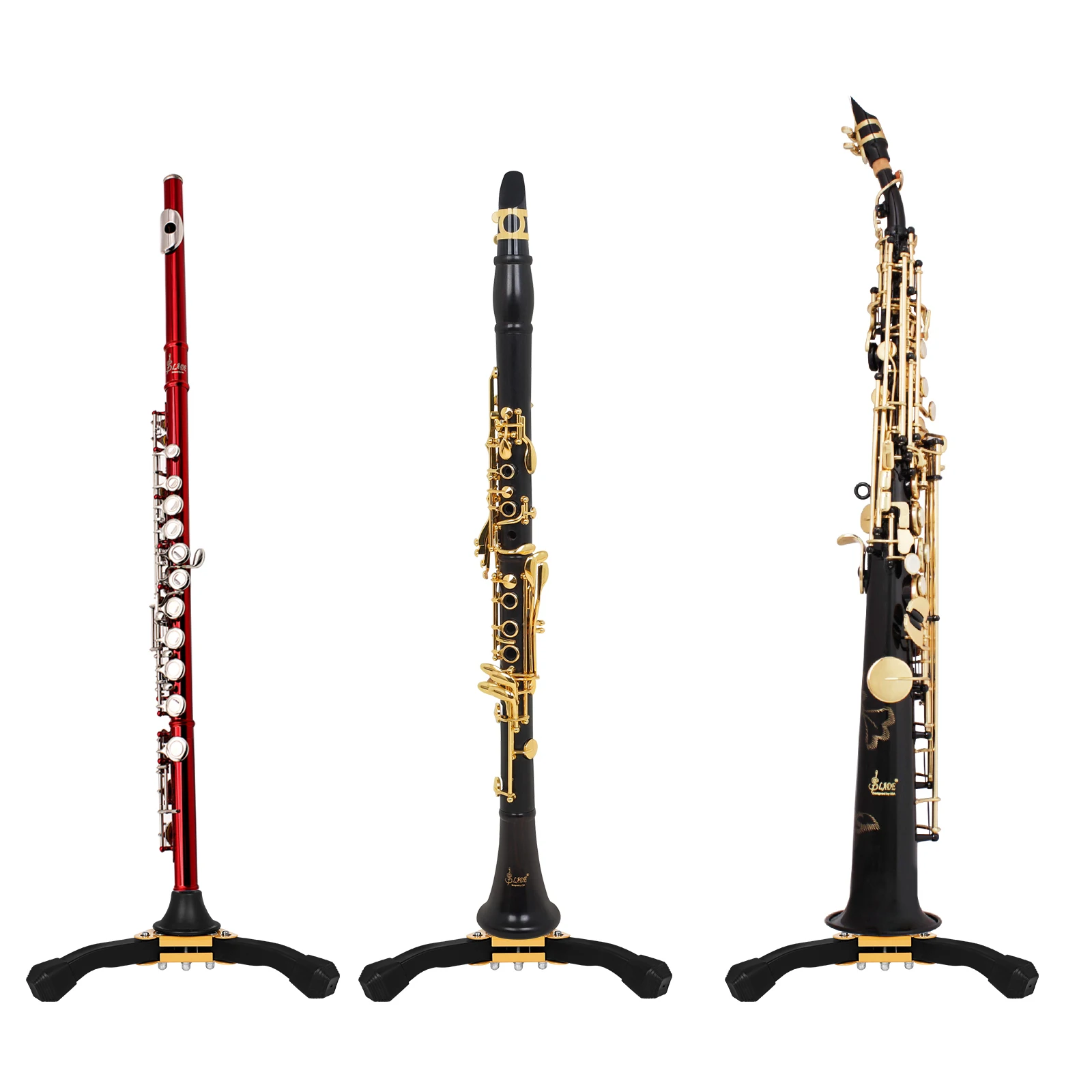 Flute Stands Clarinet Oboe Stand Soprano Straight Saxophone Stands Portable Foldable Tripod Holder Wind Instrument Accessories