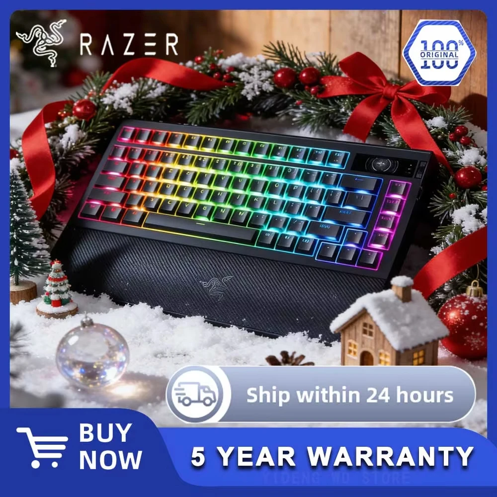 Razer BlackWidow V4 Pro 75 % kabellose Gaming-Tastatur: OLED-Display – True 4K Hz Wireless – Bluetooth – Hot-Swap-fähig