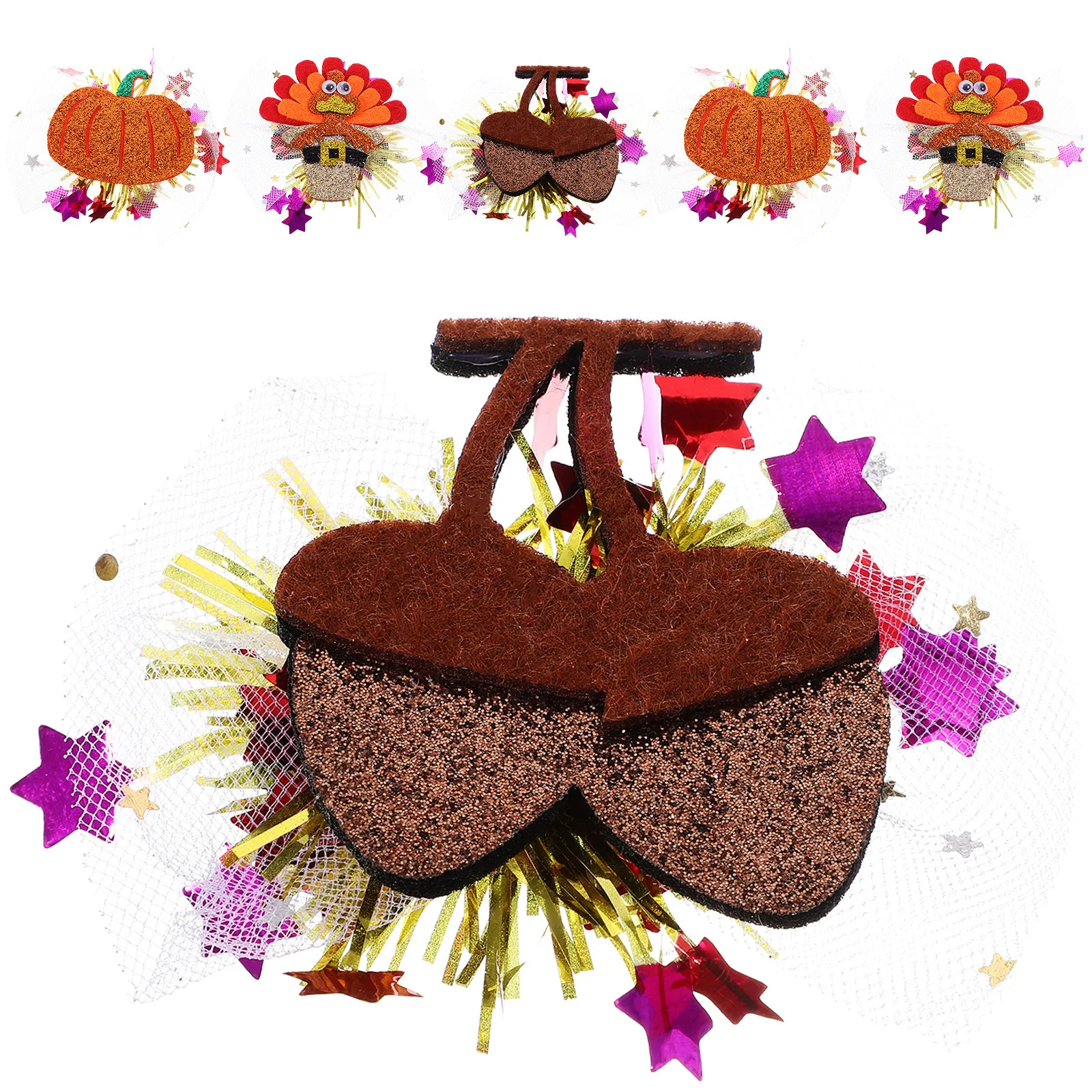 

6Pcs Turkey Hair Clips Thanksgiving Party Hairpins Lightweight Cute Hair Accessories for Women Holiday Decoration