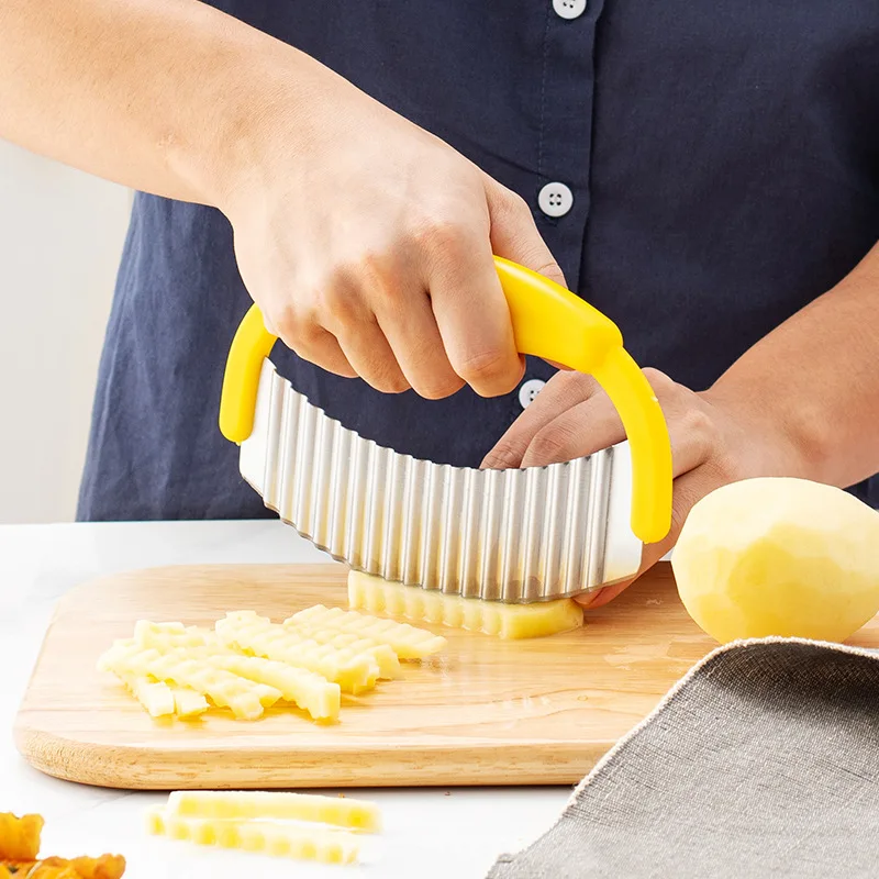 Stainless steel pizza cutter hand press wave knife multi-functional fries potato cut