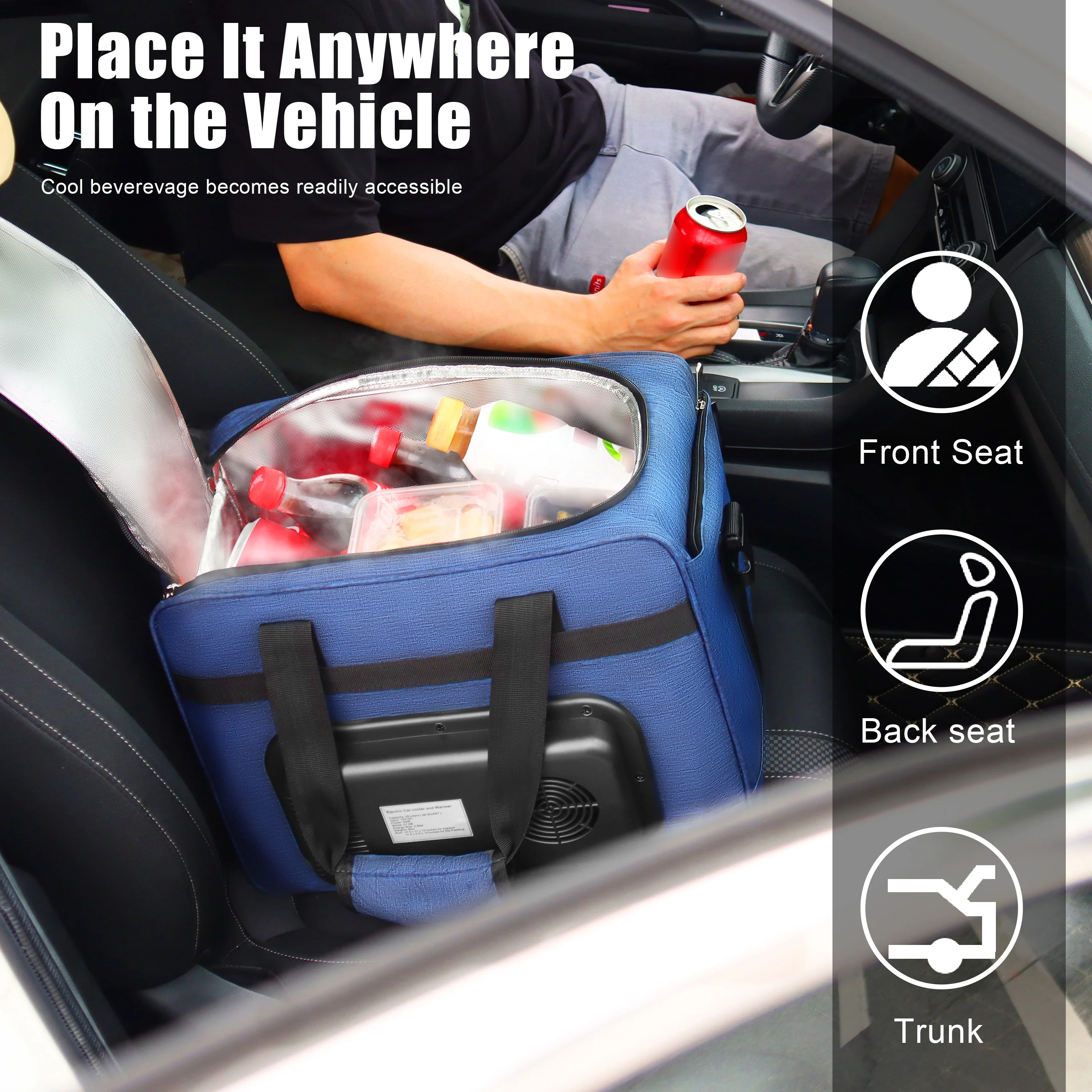 حقيبة تبريد كهربائية محمولة للسيارة ، 26 كوارت ، 12 فولت ، USB ، 25 لتر ، تيار متناوب ، تيار مستمر ، بارد وحرارة ، حراري ، ثلاجة ، مبرد صغير متوافق #3