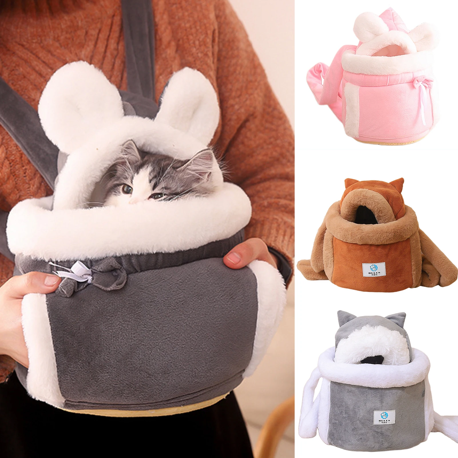 Winter Warm Cat Backpack Soft Cozy Cute Plush Pets Cage All In 1 Style Cat Bag Carrier Bag For Outdoor Travel Pet Accessories