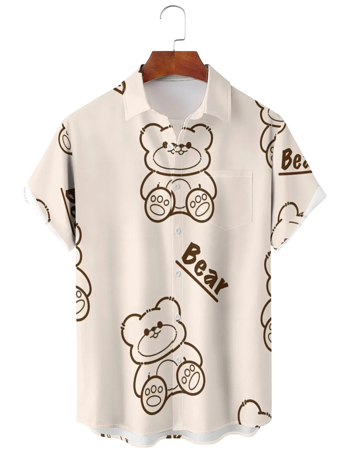 Fun Hawaiian Shirts For Men And Women Cartoon Bear 3D Printed Short Sleeves Tops Kid Funny Cute Shirts Harajuku Tops