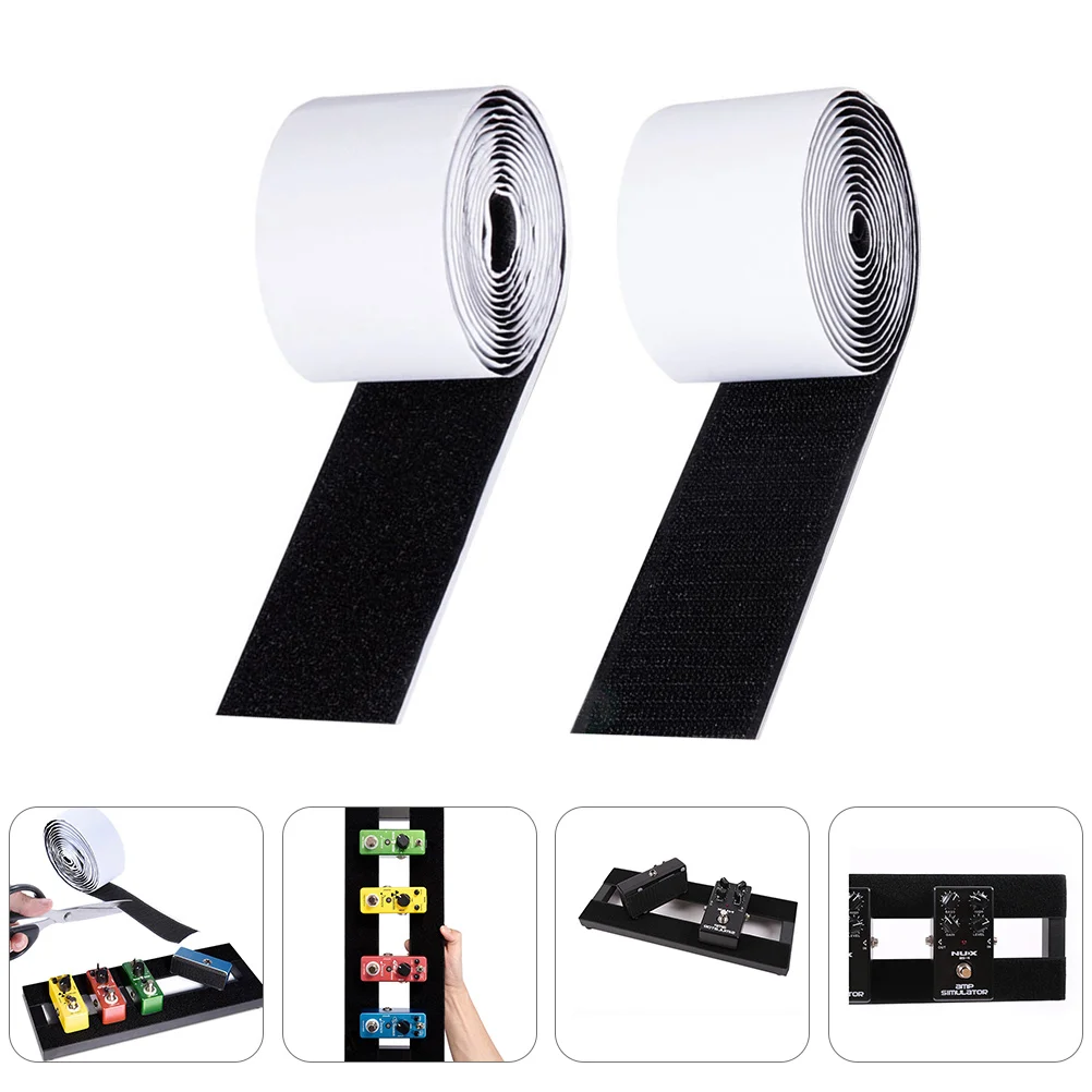 

2 Rolls Electric Effector Sticker Strong Adhesive Tape Black Hook Loop Fastener Pedal Board Accessory Guitar Supplies Effector