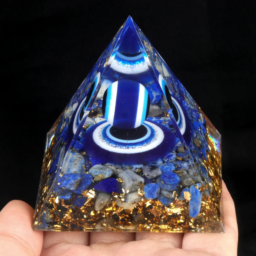 Devil's Eye Natural Semi Precious Stone Lapis Lazuli Pyramid Ornaments Reiki Healing Jewelry Home Decoration