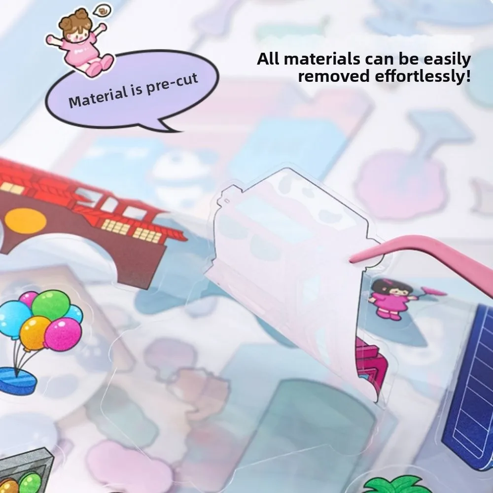 3D City Landscape Sticker Book 8 Scenes Large Size Miniature Scene Collection Stacking Pasting Scene Game Stickers