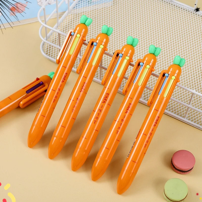 

24 Pcs Creative Stationery 6-Color Ballpoint Pen Student Ball Pen Press Multi-Color Press Back To School