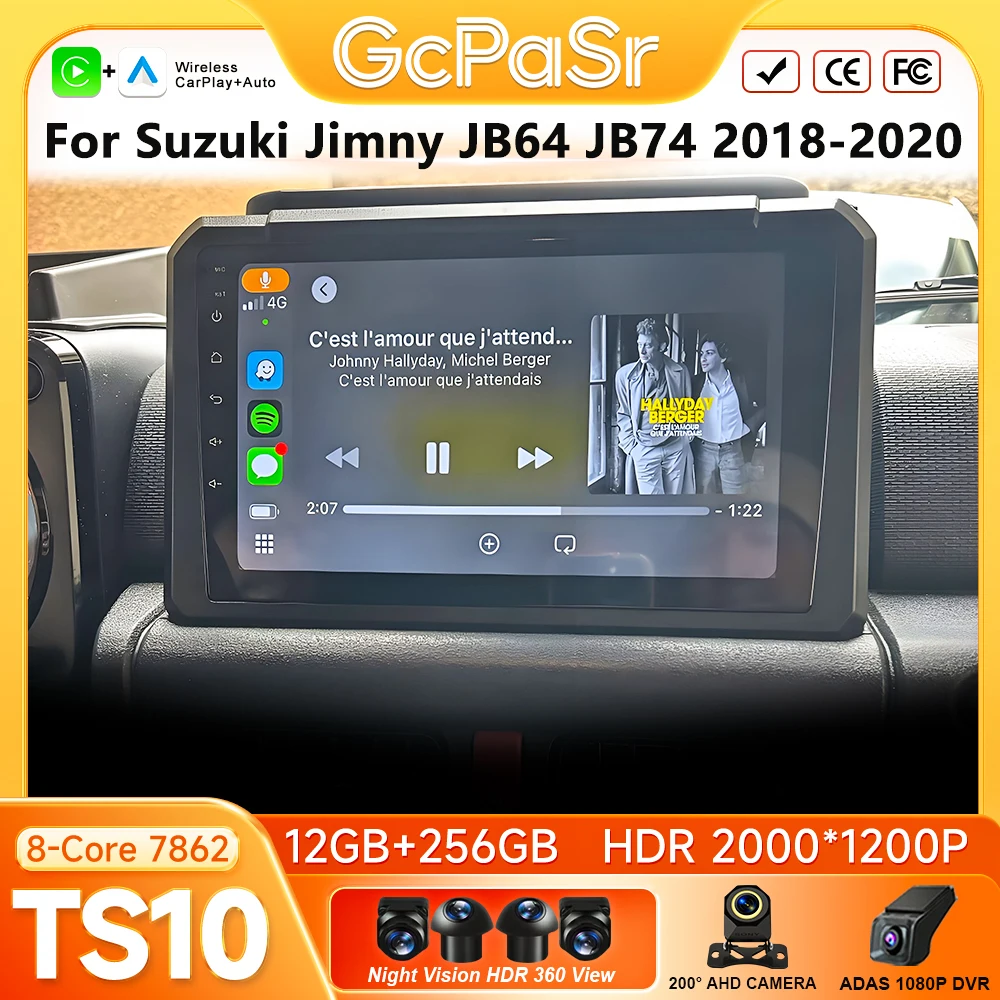 Android 16 Car Radio For Suzuki Jimny JB64 JB74 2018 - 2020 GPS Navigation Android Auto Carplay 4G DVD Display Stereo No 2din 2k