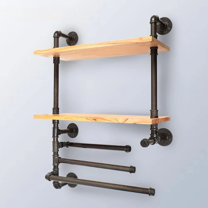 

Вешалка для полотенец 24-дюймовые полки для труб в деревенском стиле для ванной комнаты, настенные, с 3 металлическими полками для полотенец