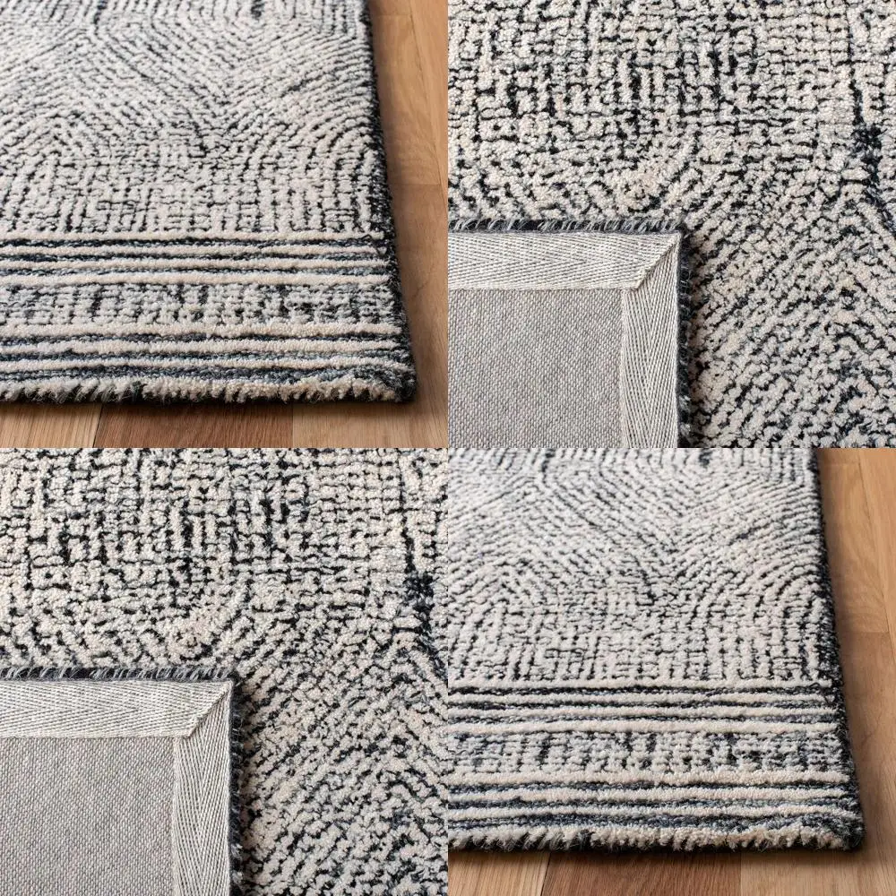 

Шерстяной ковер ручной работы, 4 фута x 4 дюйма, цвет слоновой кости и уголь, идеально подходит для гостиных и спален, высоких дорожных зон (ABT340H)