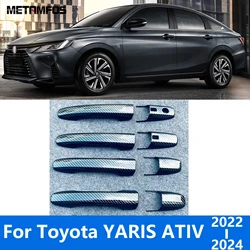 For Toyota YARIS ATIV 2022 2023 2024 Carbon Fiber Side Door Handle Bowl Cover Trim Protection Sticker Accessories Car Styling