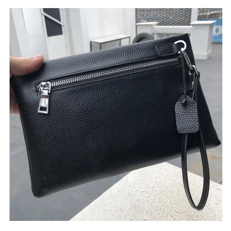 Men\'s Crocodile pattern Clutch Bag Large Capacity Cowhide Leather Embossed Envelope Bag