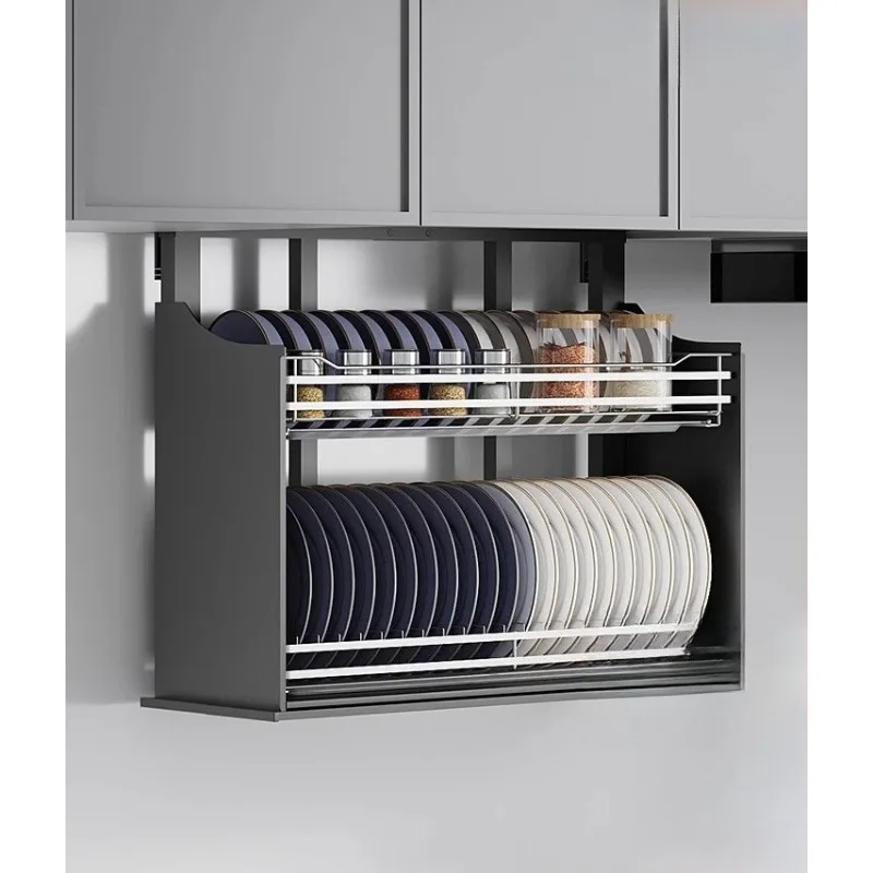 

Kitchen Hanging Cabinet Electric Lifting Basket Electric Hanging Cabinet Dish Basket Seasoning Basket Vertical