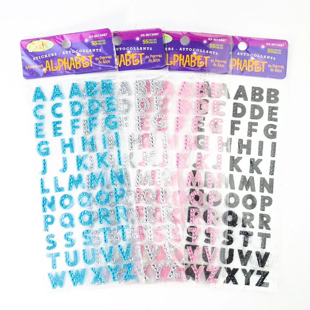 2 Sheet Alphabet Rhinestone Stickers Self Adhesive Scrapbook DIY Clothing Accessories Kids Baby Letters Learning Stickers Tags