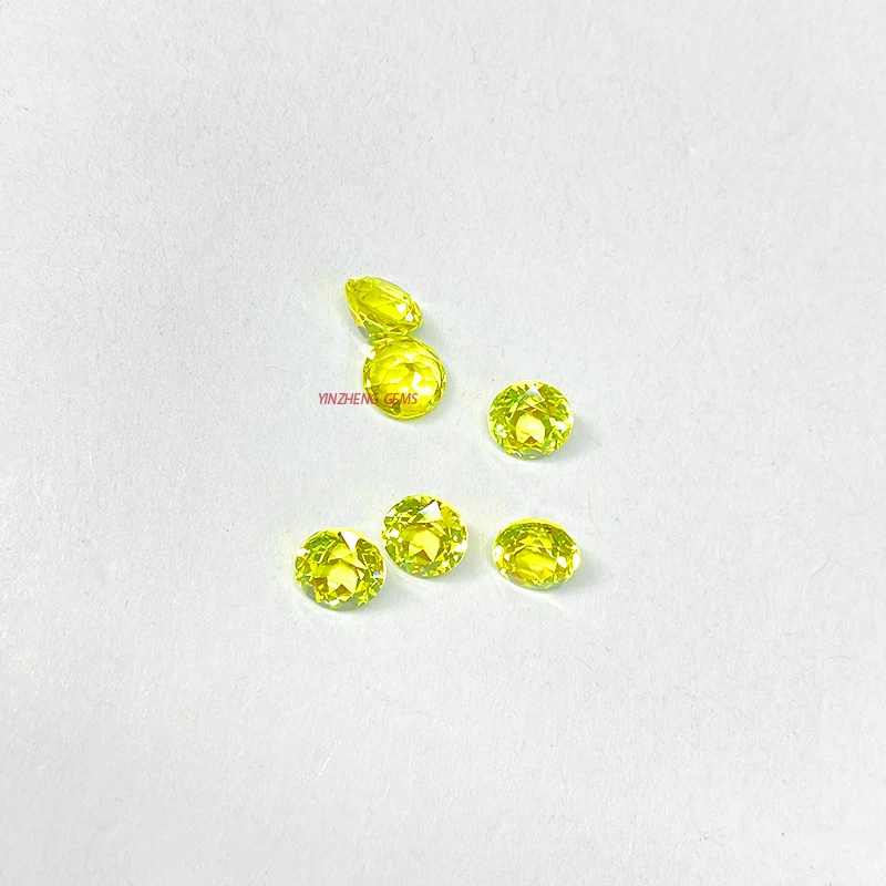 Manufacture Yellow Sapphire high quality Lab grown round cut shape loose gemstones for Jewelry making material