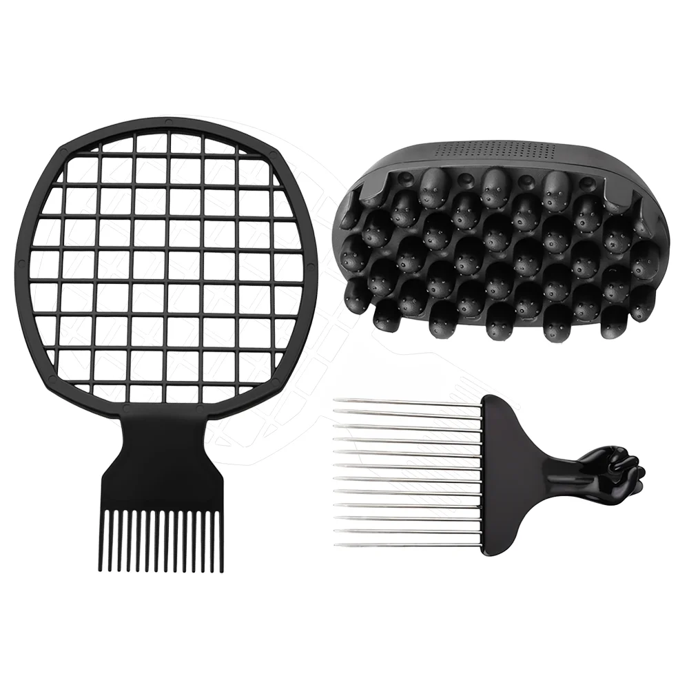 3-teiliges Wellenbürsten-Set, Komplettes Haarstyling-Kit mit Kamm, Afro-Lockenwerkzeuge für 360-Grad-Wellen und Kantenkontrolle – Detail 7