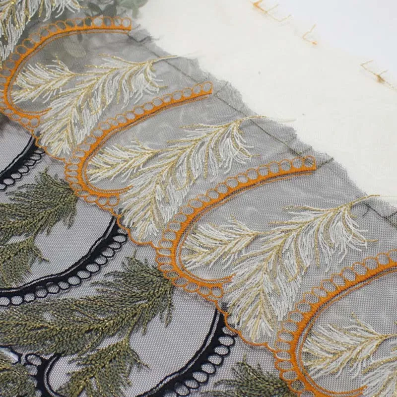 

45 ярдов в форме пера, вышитая кружевная отделка, юбка с подолом для нижнего белья, аксессуары, нижнее белье, платье, швейные рукава, кружево