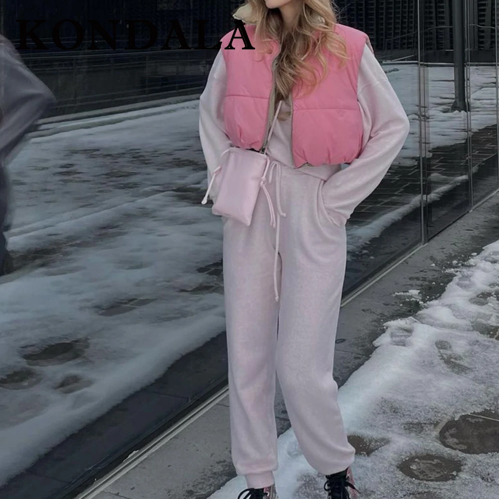 

KONDALA Fashion 2025 Autumn Solid Sleeveless Double-sided Vest Streetwear Zipper Loose Casual Vintage Female Modern Vest Outwear