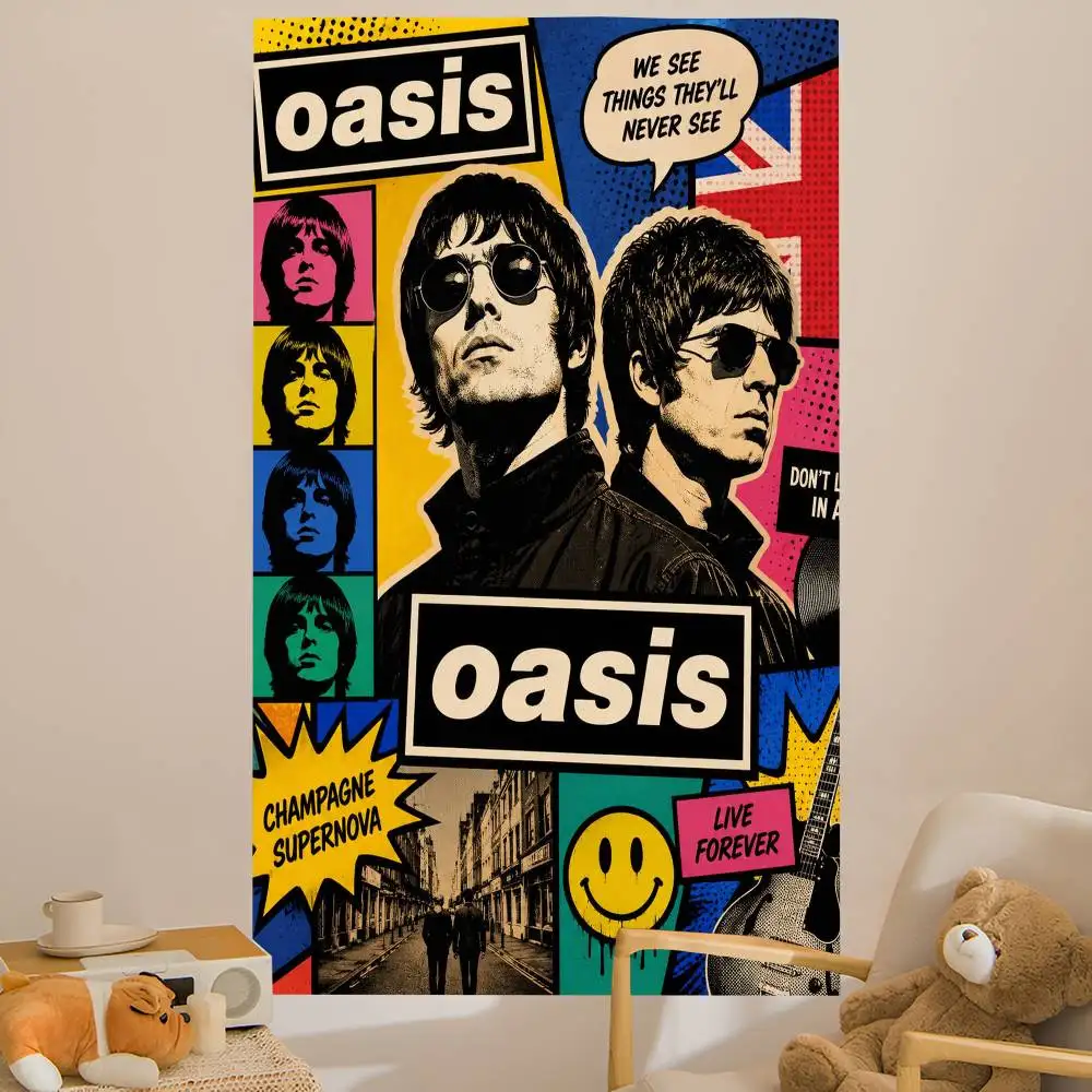Band O-Oasis Classics Tapestry Art Printing Japanese Wall Tapestry Anime Wall Hanging Home Decor