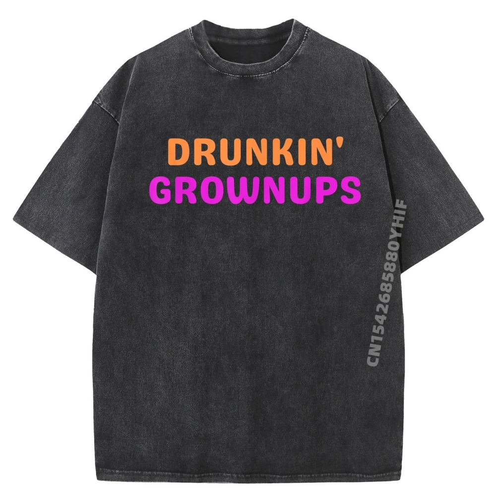 

Drunkin Grownups Clothing Summer T-Shirt Retro Washed T-shirts For Men Luxury Clothing Breathable Printed Tops