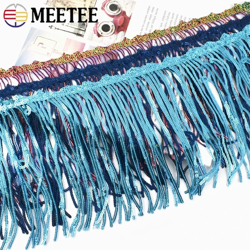 1-10Yards 17cm Sequins Tassel Fringe Latin Dress Lace Trims Fabric Wedding Cothes Ribbons DIY Party Sewing Accessories