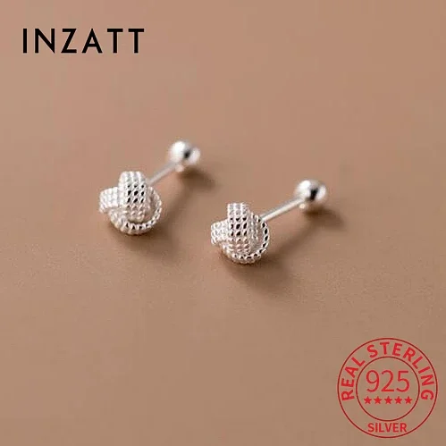 

INZATT Real 925 Sterling Silver 4/6mm Wool Ball Screw Beads Stud Earrings for Women Party Classic Minimalist Fine Jewelry