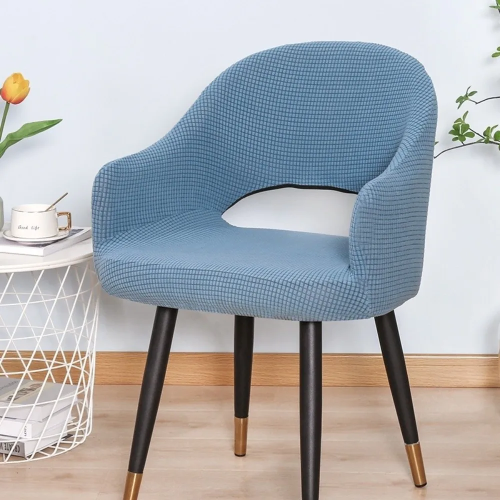 Universal Jacquard Curved Chair Covers Spandex Hollow Back Arc Armchair Covers Elastic Dining Chair Covers For Home Living Room