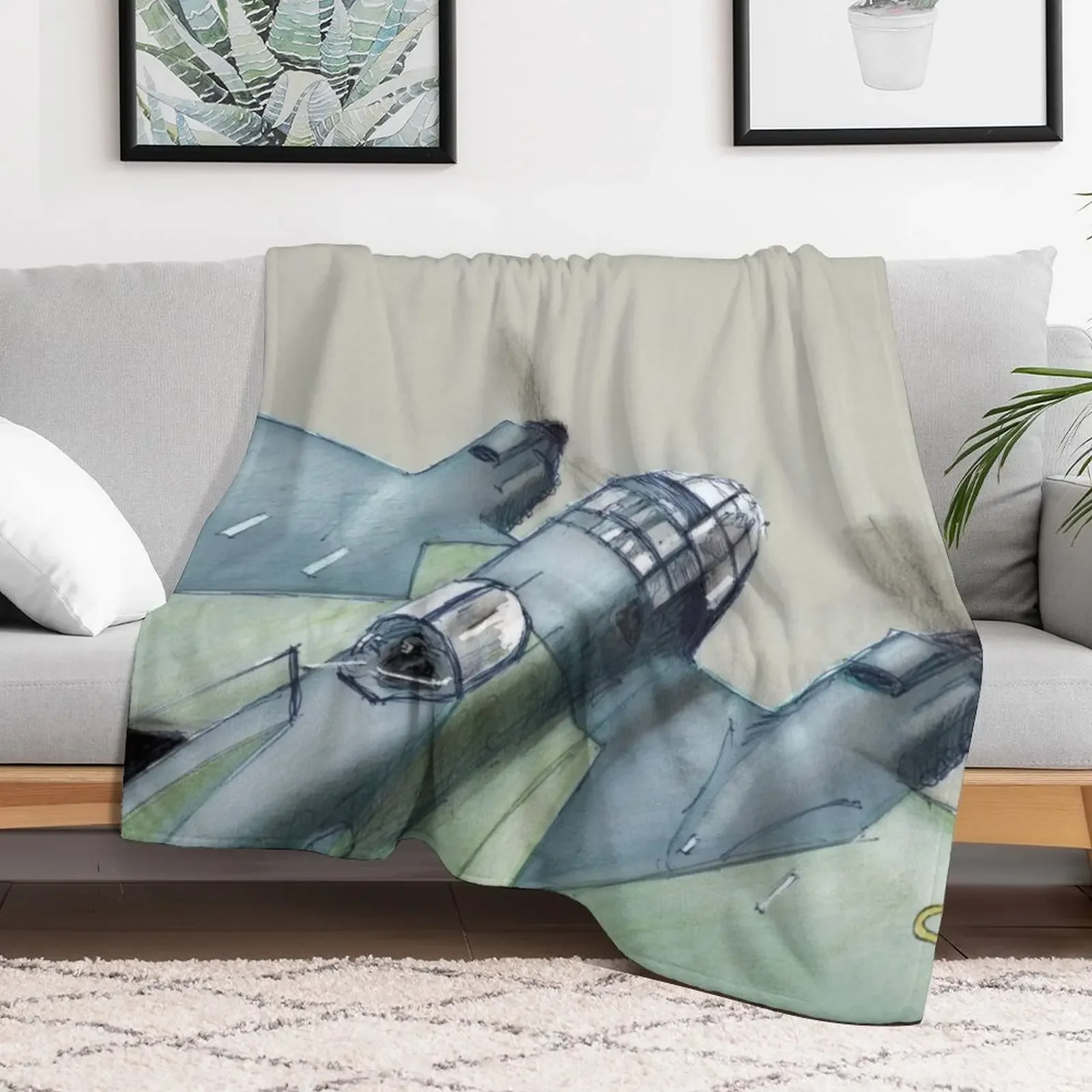 He-111 bomber by Dennis Weber of ShreddyStudio Throw Blanket Personalized Gift Heavy Blankets