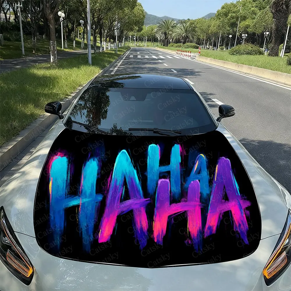 

Hip Hop Style Letters Car Hood Decal Sticker, Durable Car Vinyl Wraps Suitable For Most Vehicles, Car Engine Hood Protective Fil