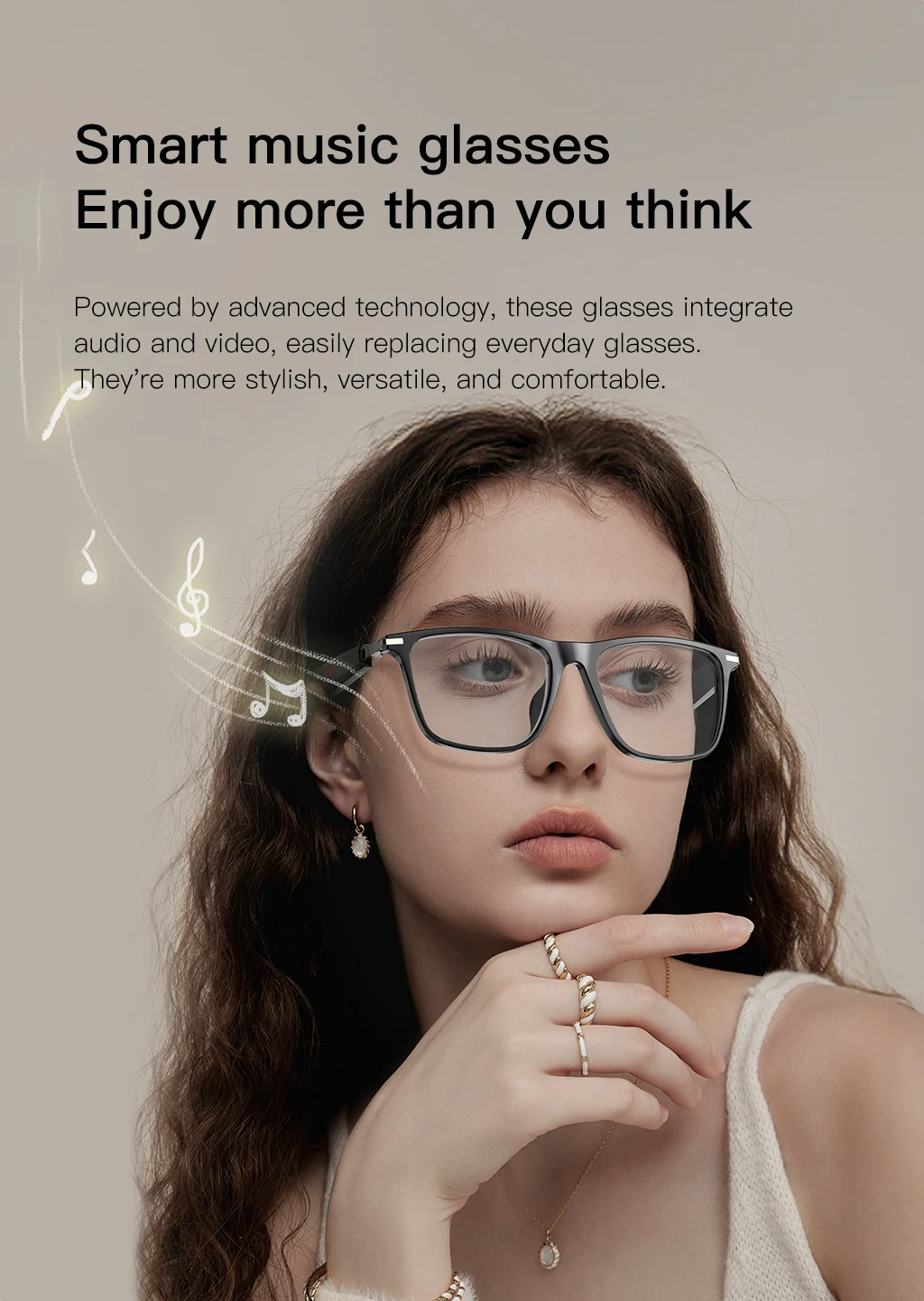 Óculos Inteligentes com Assistente de IA, Tradução em Tempo Real, Chamada Bluetooth, Reprodutor de Música para Homens e Mulheres