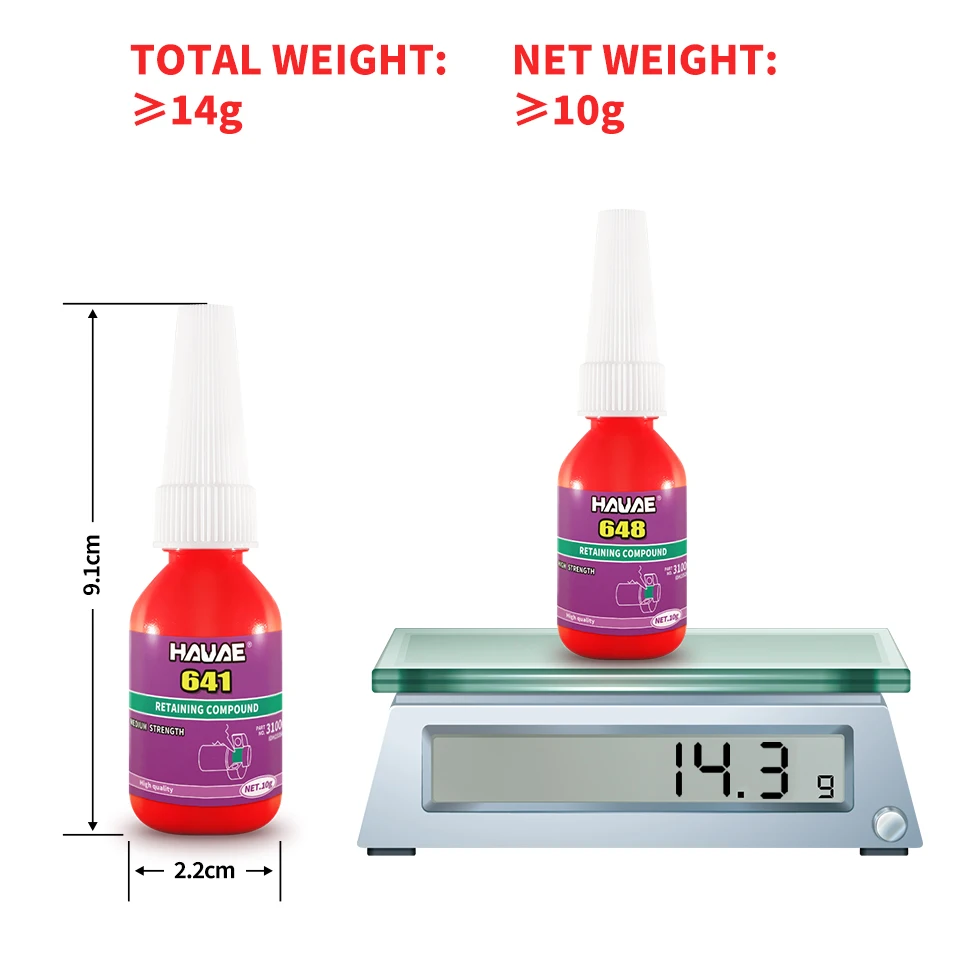 10/50 ml Mocowanie łożyska 628, klej anaerobowy, odporny na wysokie temperatury, cylindryczny klej do stałego wirnika niedźwiedzia KOMPOUND